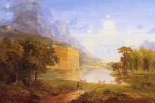 Копия картины "study for the pilgrim of the world on his journey" художника "коул томас"
