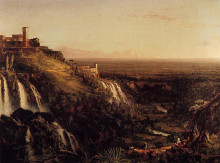 Картина "the cascatelli, tivoli, looking towards rome (view of rome from tivoli)" художника "коул томас"