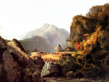 Репродукция картины "scene from &#39;the last of the mohicans&#39;, by james fenimore cooper" художника "коул томас"