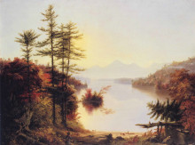 Репродукция картины "view on lake winnipiseogee" художника "коул томас"
