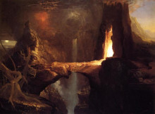 Копия картины "expulsion. moon and firelight" художника "коул томас"