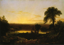 Картина "summer twilight. a recollection of a scene in new england" художника "коул томас"