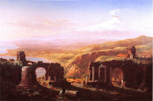 Репродукция картины "view of mount etna from taormina" художника "коул томас"