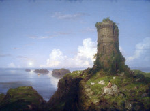 Копия картины "italian coast scene with ruined tower" художника "коул томас"