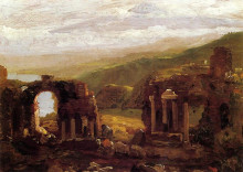Репродукция картины "the ruins of taormina" художника "коул томас"