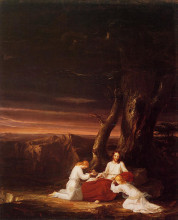 Репродукция картины "angels ministering to christ in the wilderness" художника "коул томас"