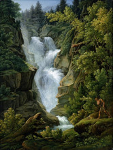 Репродукция картины "waterfall in the bern highlands" художника "кох йозеф антон"