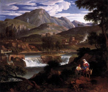 Репродукция картины "waterfall near subiaco" художника "кох йозеф антон"