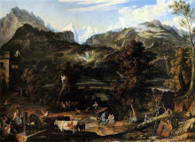 Копия картины "the upland near bern" художника "кох йозеф антон"