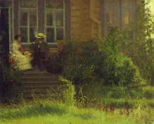 Репродукция картины "on the balkony siverskaya" художника "крамской иван"