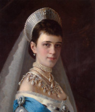 Картина "portrait of empress maria fiodorovna in a head dress decorated with pearls" художника "крамской иван"