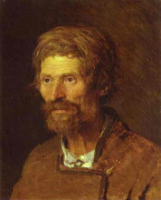 Репродукция картины "head of an old ukranian peasant" художника "крамской иван"