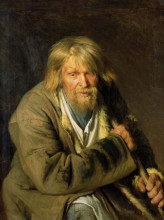 Репродукция картины "old man with a crutch" художника "крамской иван"