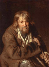 Репродукция картины "portrait of an old peasant (study)" художника "крамской иван"