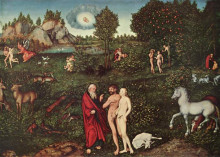 Копия картины "адам и ева в эдемском саду" художника "кранах старший лукас"