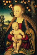 Картина "дева мария с младенцем под яблоней" художника "кранах старший лукас"