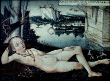 Копия картины "речная нимфа на отдыхе" художника "кранах старший лукас"
