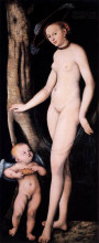 Репродукция картины "венера и купидон с сотами" художника "кранах старший лукас"