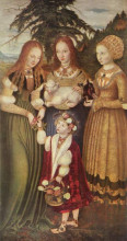 Репродукция картины "святые доротея, агнесса и кунигунда" художника "кранах старший лукас"