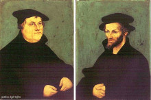 Репродукция картины "портрет мартина лютера и филиппа меланхтона" художника "кранах старший лукас"