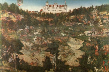 Картина "охота в честь карла v в замке торгау" художника "кранах старший лукас"
