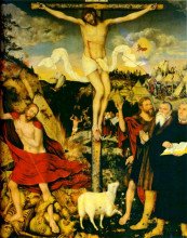 Репродукция картины "христос спаситель с мартином лютером" художника "кранах старший лукас"
