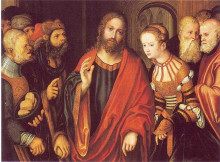 Репродукция картины "христос и неверная жена" художника "кранах старший лукас"
