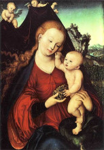 Копия картины "мадонна с младенцем и кистью винограда" художника "кранах старший лукас"