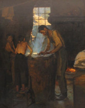 Репродукция картины "italian village workers making hats" художника "крёйер педер северин"