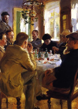 Репродукция картины "artists&#39; luncheon in skagen" художника "крёйер педер северин"