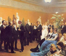Копия картины "meeting at the museum" художника "крёйер педер северин"
