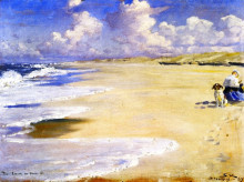 Копия картины "marie kr&#248;yer painting on the beach at stenbjerg" художника "крёйер педер северин"