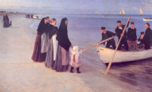 Копия картины "fishermen at skagen" художника "крёйер педер северин"