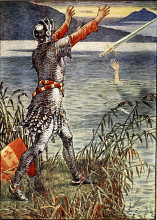 Репродукция картины "king arthur sir bedivere throwing excalibur into the lake" художника "крейн уолтер"