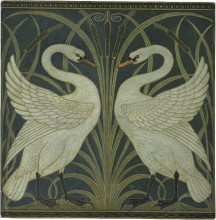 Репродукция картины "swan and rush and iris wallpaper" художника "крейн уолтер"