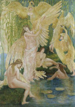 Копия картины "the swan maidens" художника "крейн уолтер"
