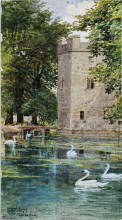 Копия картины "the moat and bishop&#39;s palace, wells cathedral" художника "крейн уолтер"