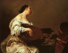 Копия картины "woman with lute" художника "креспи джузеппе мария"