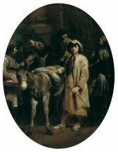 Копия картины "peasants with donkeys" художника "креспи джузеппе мария"