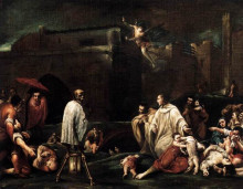 Картина "the blessed bernardo tolomeo&#39;s intercession for the end of the plague in siena" художника "креспи джузеппе мария"