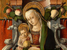 Копия картины "madonna and child enthroned with donor" художника "кривелли карло"