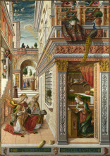 Репродукция картины "annunciation with saint emidius" художника "кривелли карло"