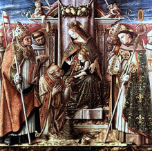 Картина "virgin and child enthroned with saints" художника "кривелли карло"
