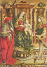 Репродукция картины "enthroned madonna, saint jerome, and st. sebastian" художника "кривелли карло"