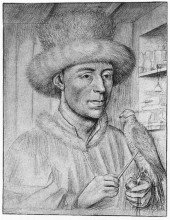 Картина "portrait of a man with a falcon" художника "кристус петрус"
