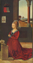 Картина "kneeling female donor" художника "кристус петрус"