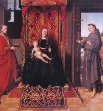 Картина "the virgin and child enthroned with saints jerome and francis" художника "кристус петрус"