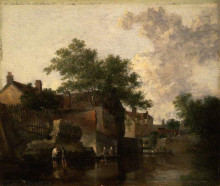 Репродукция картины "new mills, norfolk: men wading" художника "кром джон"