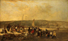 Картина "the fish market, boulogne, france" художника "кром джон"