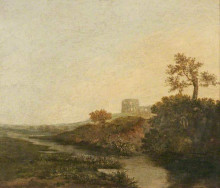 Картина "a castle in ruins, morning" художника "кром джон"